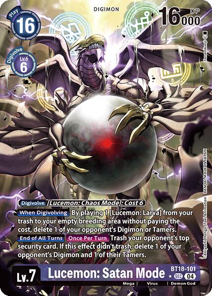 Lucemon: Satan Mode (Alternate Art) [BT18-101-SEC] [Release Special Booster 2.0] Foil