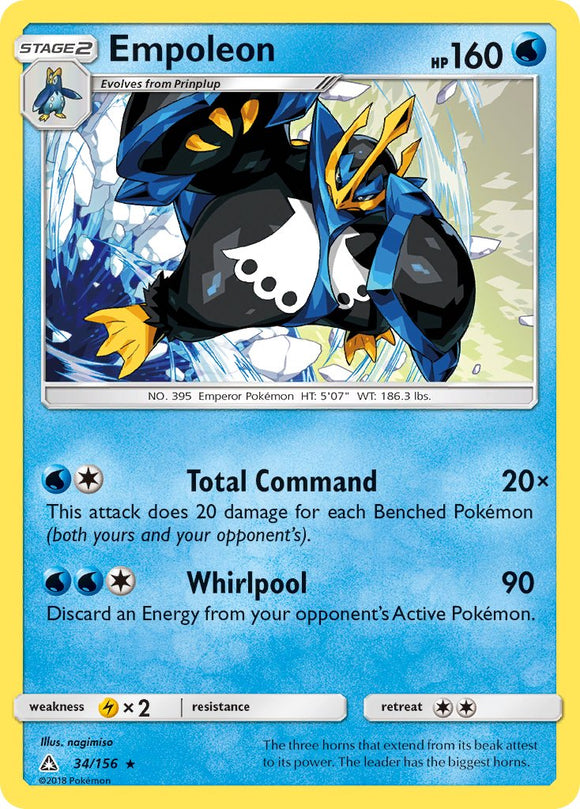 Empoleon (034/156) (Cracked Ice Holo) (Theme Deck Exclusive) [Sun & Moon: Ultra Prism]