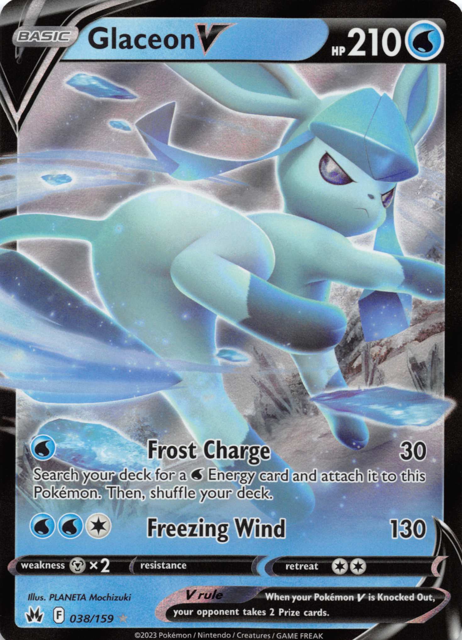 Glaceon V (038/159) [Sword & Shield: Crown Zenith]