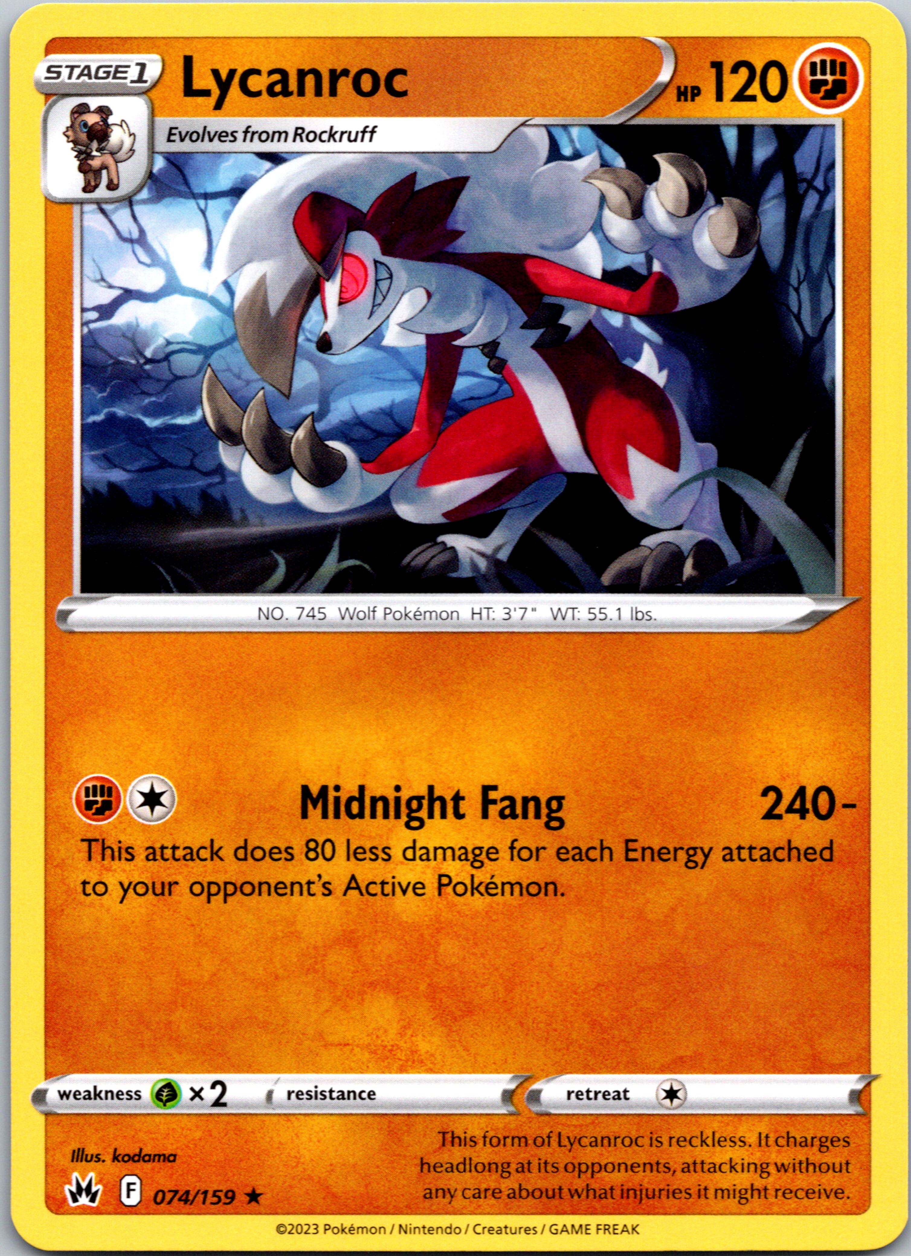 Lycanroc (074/159) [Sword & Shield: Crown Zenith]