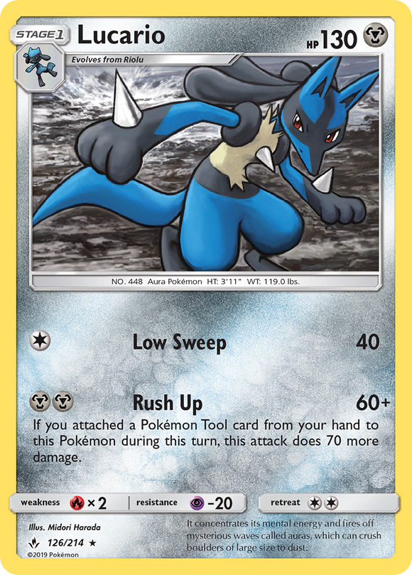 Lucario (126/214) [Sun & Moon: Unbroken Bonds] - Duel Kingdom