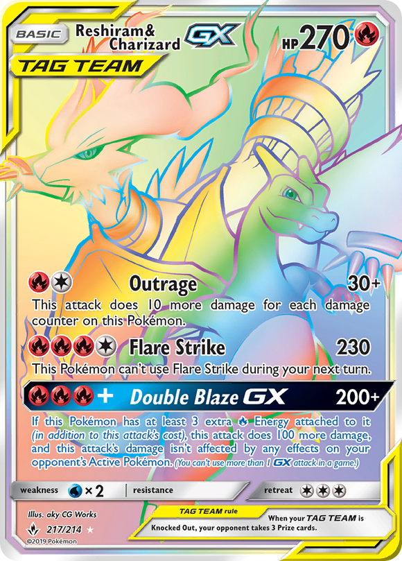 Reshiram & Charizard GX (217/214) [Sun & Moon: Unbroken Bonds] - Duel Kingdom