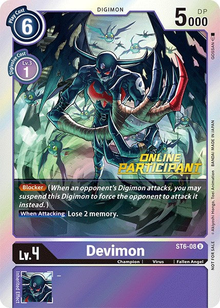 Devimon - ST6-08 (2021 Championship Online Regional) [Online Participant] [ST6-08] [Starter Deck 06: Venomous Violet] Foil