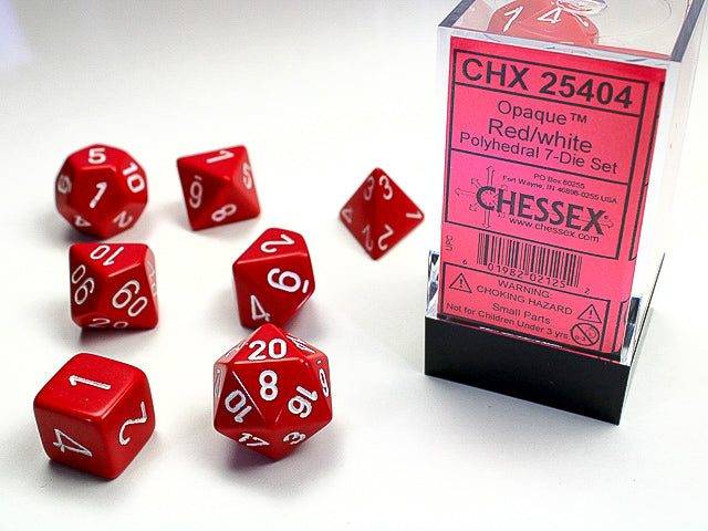 Chessex 7ct Opaque Red/White Dice Set - Duel Kingdom