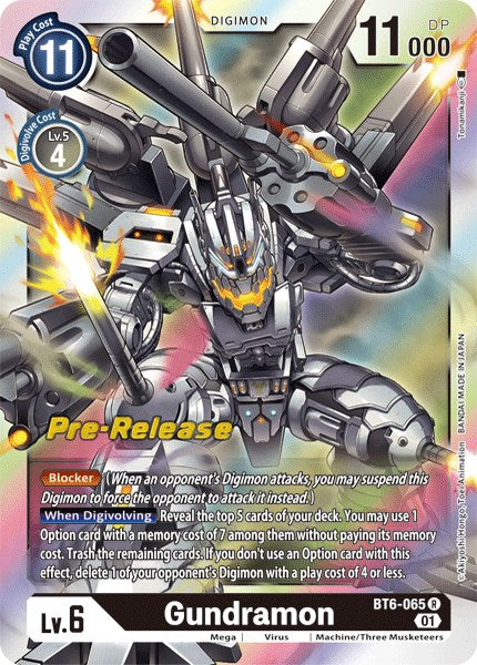 Gundramon [BT6-065] [Double Diamond Pre-Release Cards] Foil