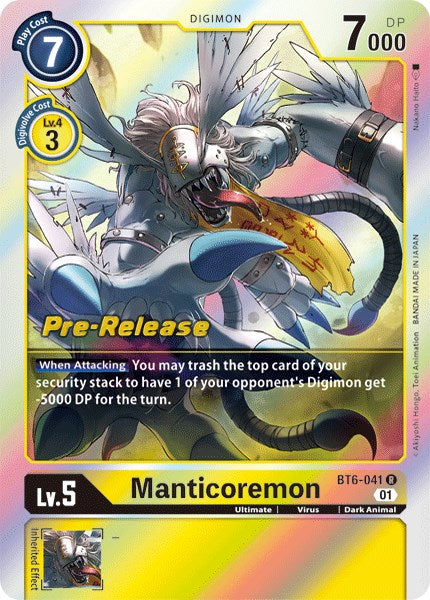 Manticoremon [BT6-041] [Double Diamond Pre-Release Cards] Foil