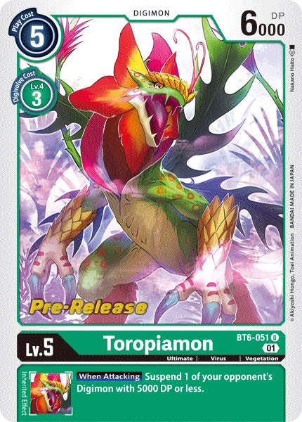 Toropiamon [BT6-051] [Double Diamond Pre-Release Cards] Foil