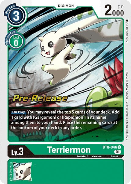 Terriermon [BT8-046] [New Awakening Pre-Release Cards] Foil