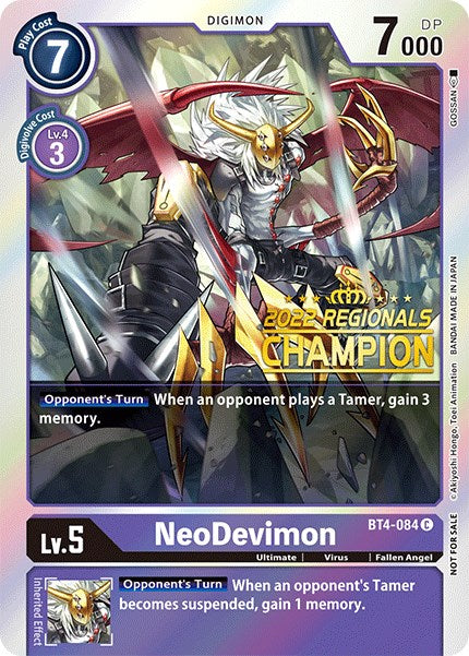 NeoDevimon (2022 Championship Online Regional) [Online Champion] [BT4-084] [Great Legend] Foil