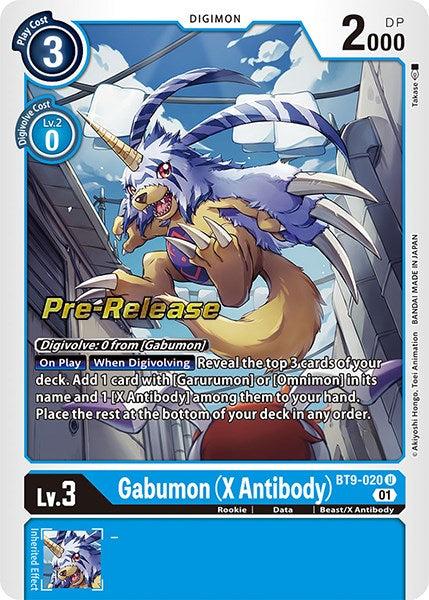 Gabumon (X Antibody) [BT9-020] [X Record Pre-Release Cards] Foil