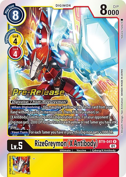 RizeGreymon (X Antibody) [BT9-041] [X Record Pre-Release Cards] Foil