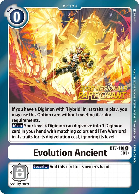 Evolution Ancient (2022 Championship Offline Regional) [Online Participant] [BT7-110 R] [Next Adventure] Foil