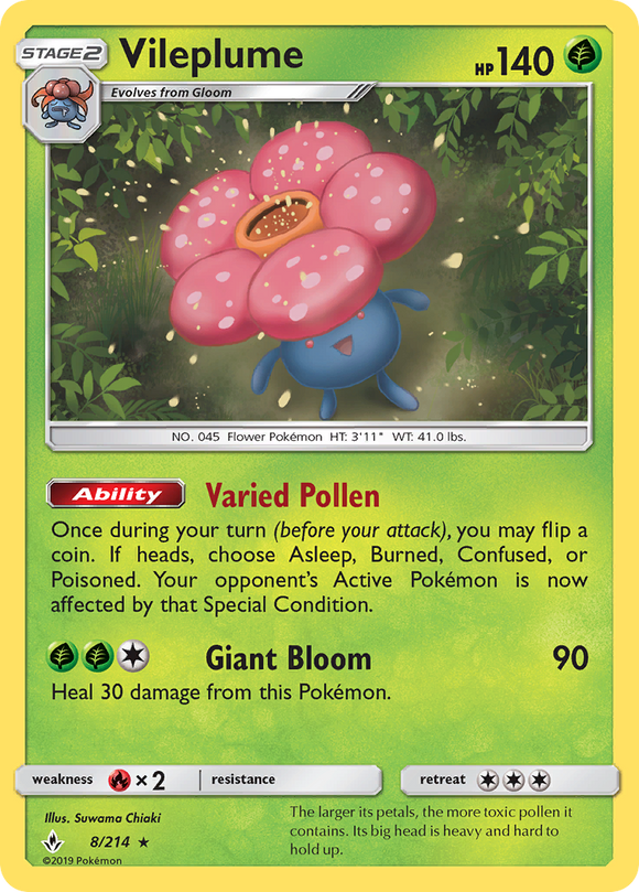 Vileplume (8/214) [Sun & Moon: Unbroken Bonds] - Duel Kingdom