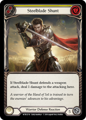 Steelblade Shunt (Yellow) [WTR127-R] Alpha Print Rainbow Foil - Duel Kingdom