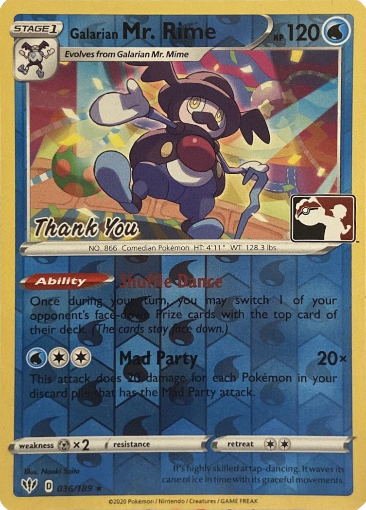 Galarian Mr. Rime (36/189) (Thank You Promo) [Sword & Shield: Darkness Ablaze]