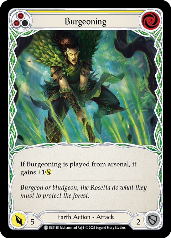 Burgeoning (Yellow) [ELE135] 1st Edition Rainbow Foil - Duel Kingdom