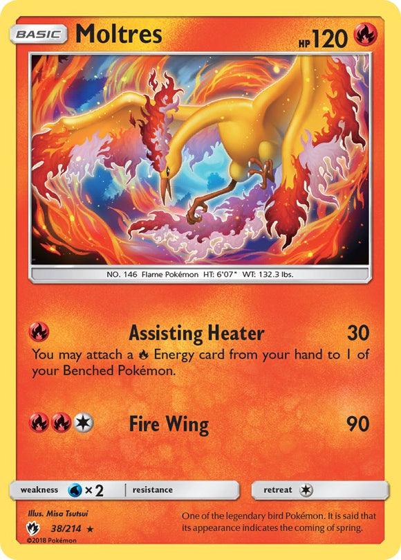 Moltres (038/214) (Let's Play, Eevee) Cracked Ice Holo) (Theme Deck Exclusive) [Sun & Moon: Lost Thunder]