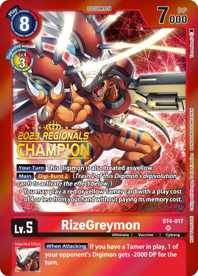 RizeGreymon (2023 Regionals Champion) [BT4-017] [Great Legend] Foil