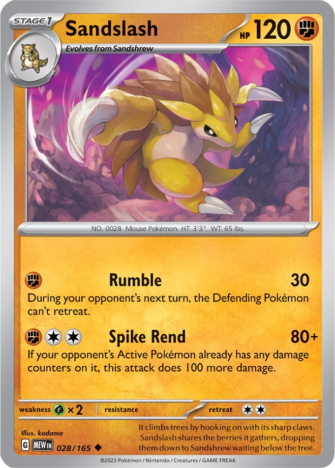 Sandslash (028/165) [Scarlet & Violet:  151] Reverse Holofoil