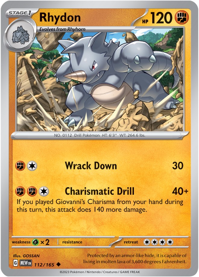 Rhydon (112/165) [Scarlet & Violet:  151] Reverse Holofoil