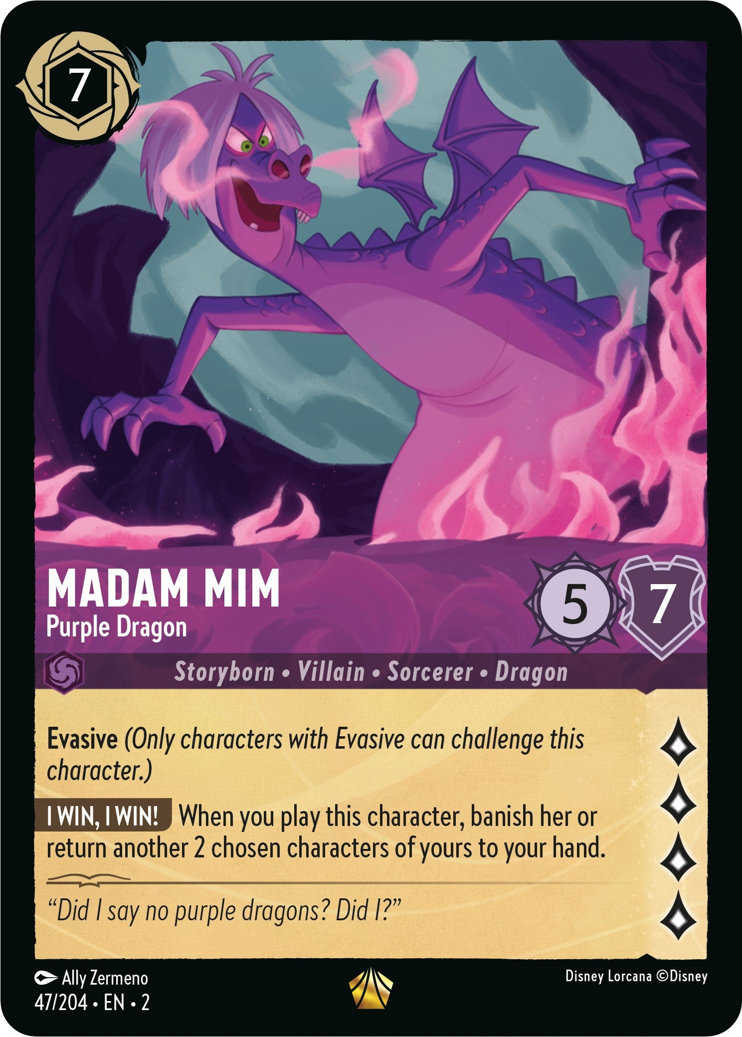 Madam Mim - Purple Dragon 47/204 (Rise of the Floodborn) Cold Foil