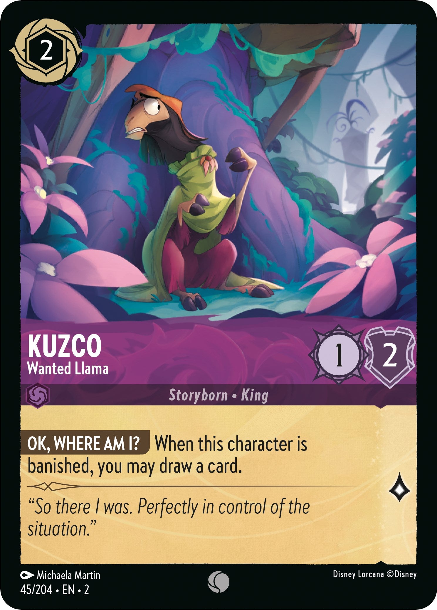 Kuzco - Wanted Llama 45/204 (Rise of the Floodborn) Cold Foil