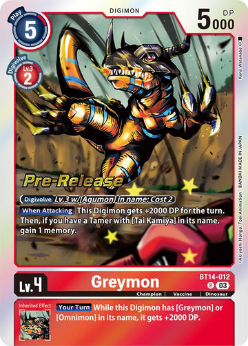 Greymon [BT14-012] [Blast Ace Pre-Release Cards] Foil