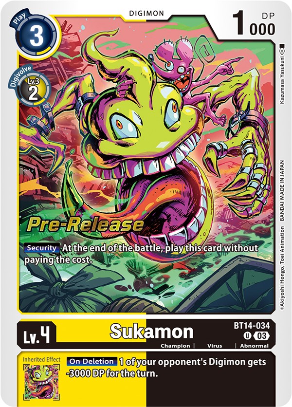 Sukamon [BT14-034] [Blast Ace Pre-Release Cards] Foil