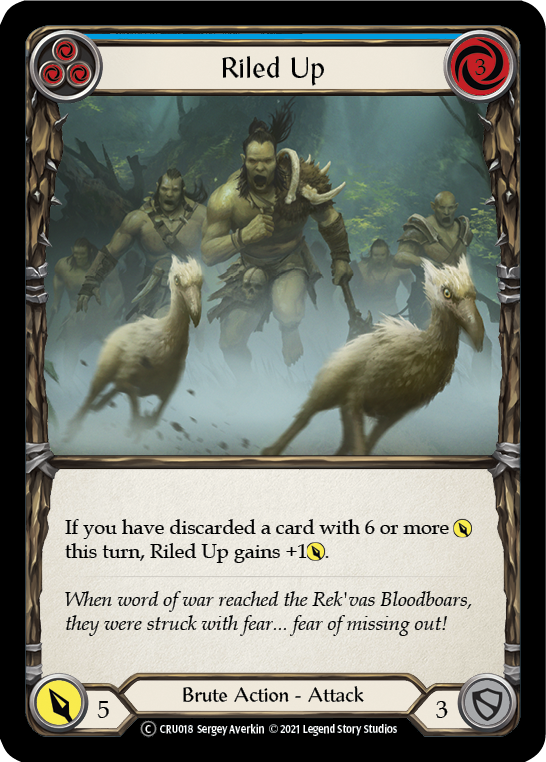 Riled Up (Blue) (Rainbow Foil) [CRU018-RF] Unlimited Rainbow Foil - Duel Kingdom