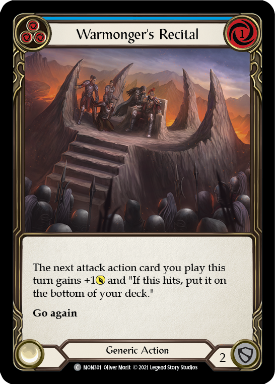 Warmonger's Recital (Blue) (Rainbow Foil) [MON301-RF] 1st Edition Rainbow Foil - Duel Kingdom