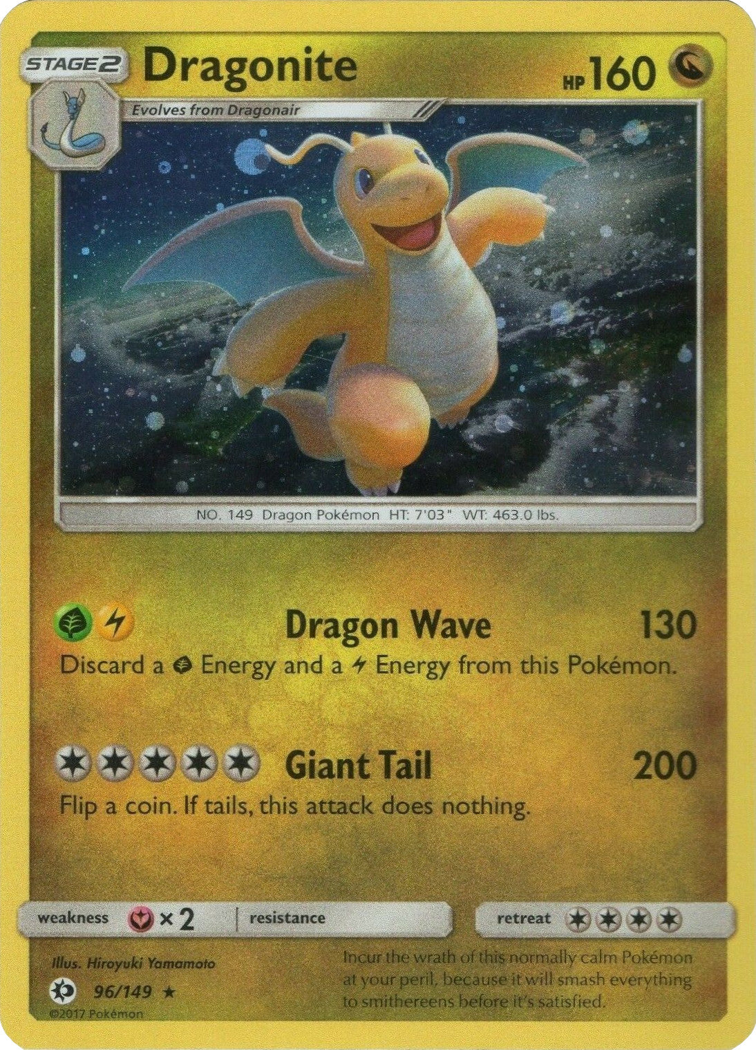 Dragonite (96/149) (Cosmos Holo) [Sun & Moon: Base Set]