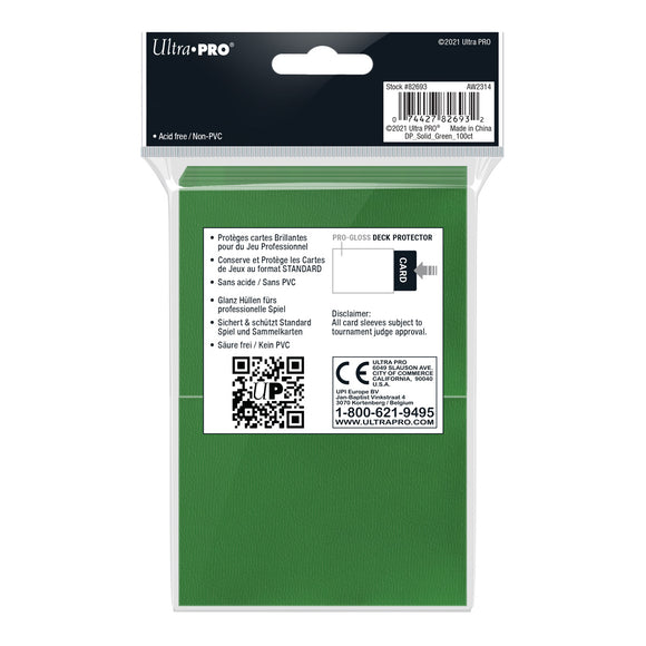 100ct Pro-Gloss Green Standard Deck Protectors