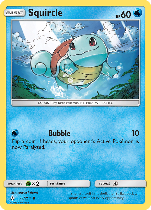 Squirtle (33/214) [Sun & Moon: Unbroken Bonds] - Duel Kingdom