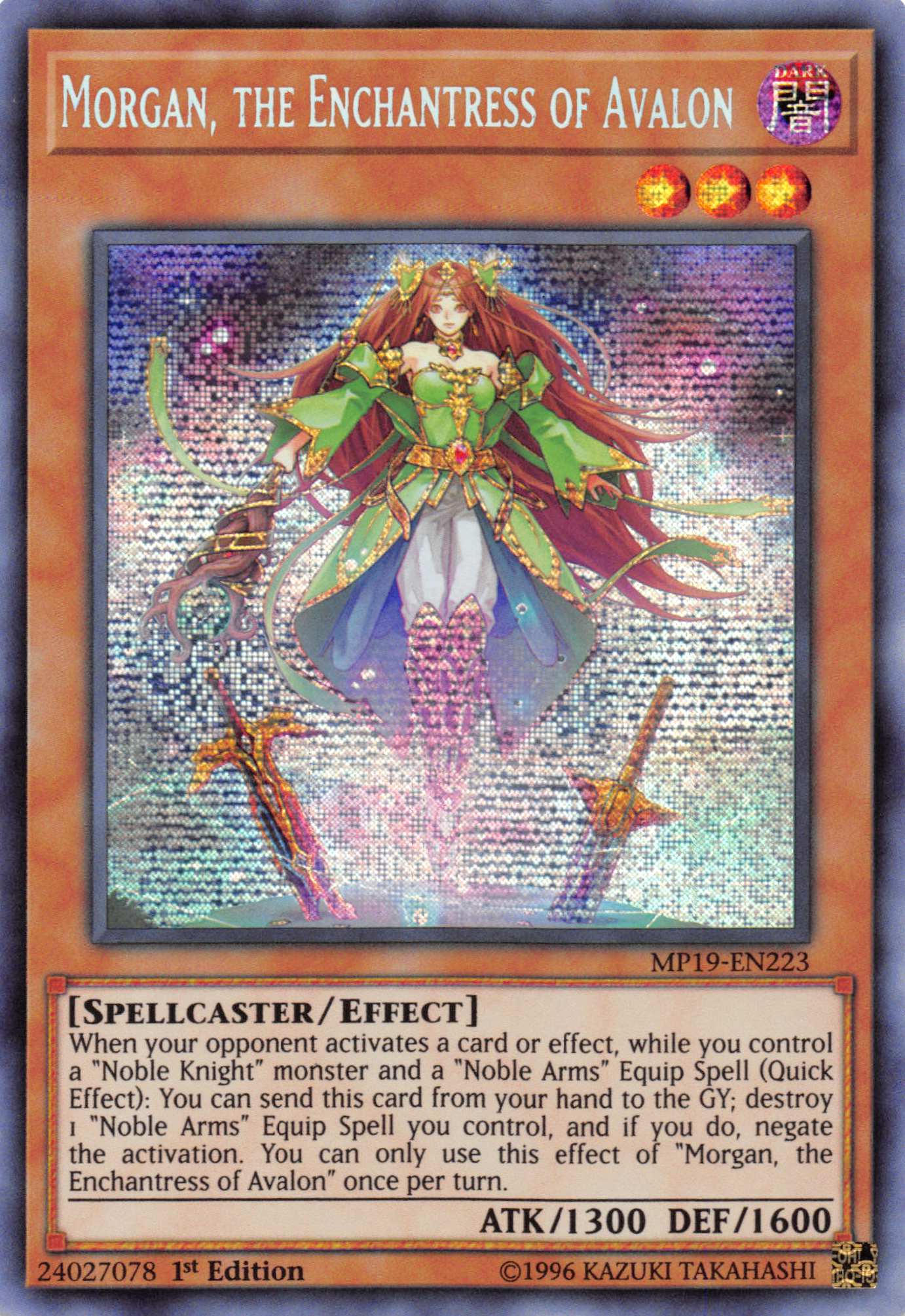 Morgan, the Enchantress of Avalon [MP19-EN223] Prismatic Secret Rare