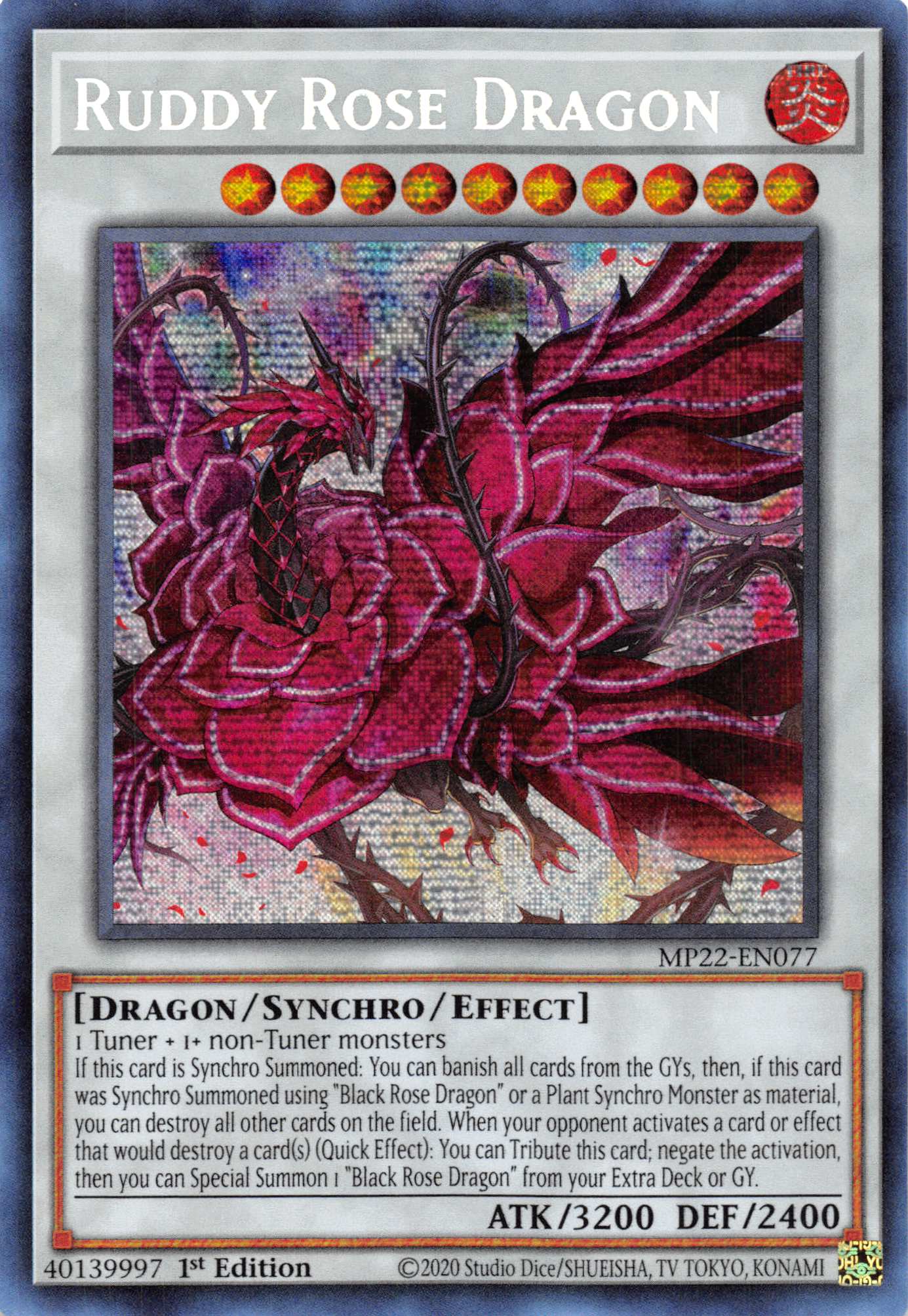 Ruddy Rose Dragon [MP22-EN077] Prismatic Secret Rare