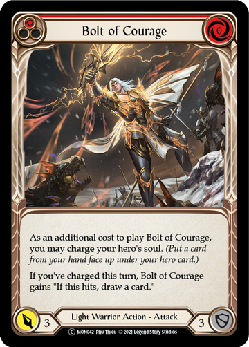 Bolt of Courage (Red) (Rainbow Foil) [U-MON042-RF] Unlimited Rainbow Foil - Duel Kingdom