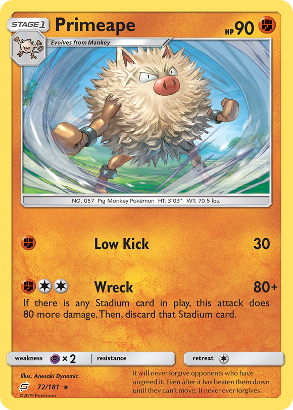 Primeape (72/181) [Sun & Moon: Team Up] - Duel Kingdom