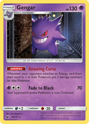 Gengar (038/111) (Prerelease Kit Exclusive) (Theme Deck Exclusive) [Sun & Moon: Crimson Invasion]