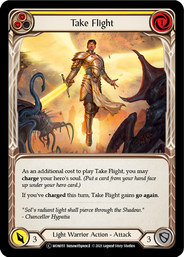 Take Flight (Yellow) (Rainbow Foil) [U-MON055-RF] Unlimited Rainbow Foil - Duel Kingdom