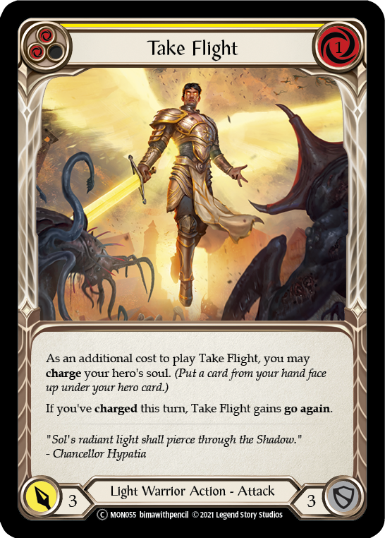 Take Flight (Yellow) (Rainbow Foil) [U-MON055-RF] Unlimited Rainbow Foil - Duel Kingdom