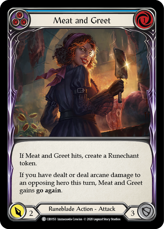 Meat and Greet (Blue) [CRU153] 1st Edition Rainbow Foil - Duel Kingdom
