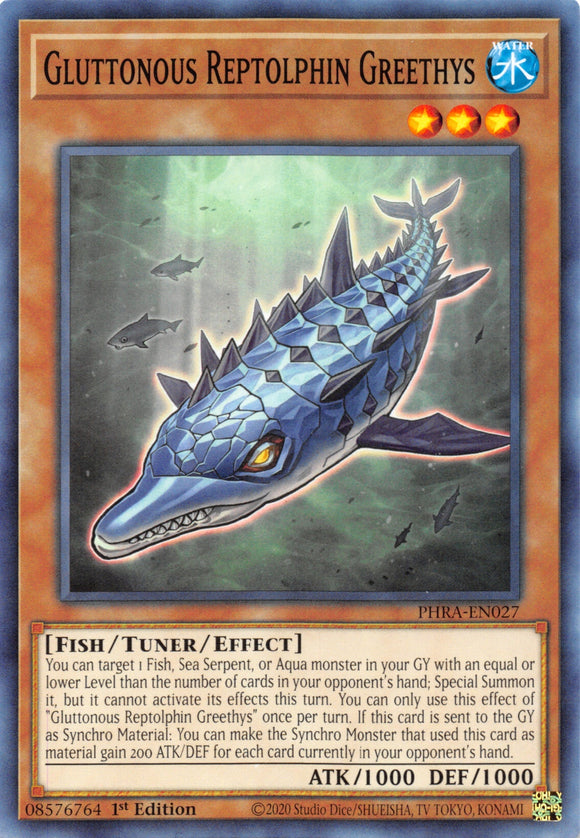 Gluttonous Reptolphin Greethys [PHRA-EN027] Common